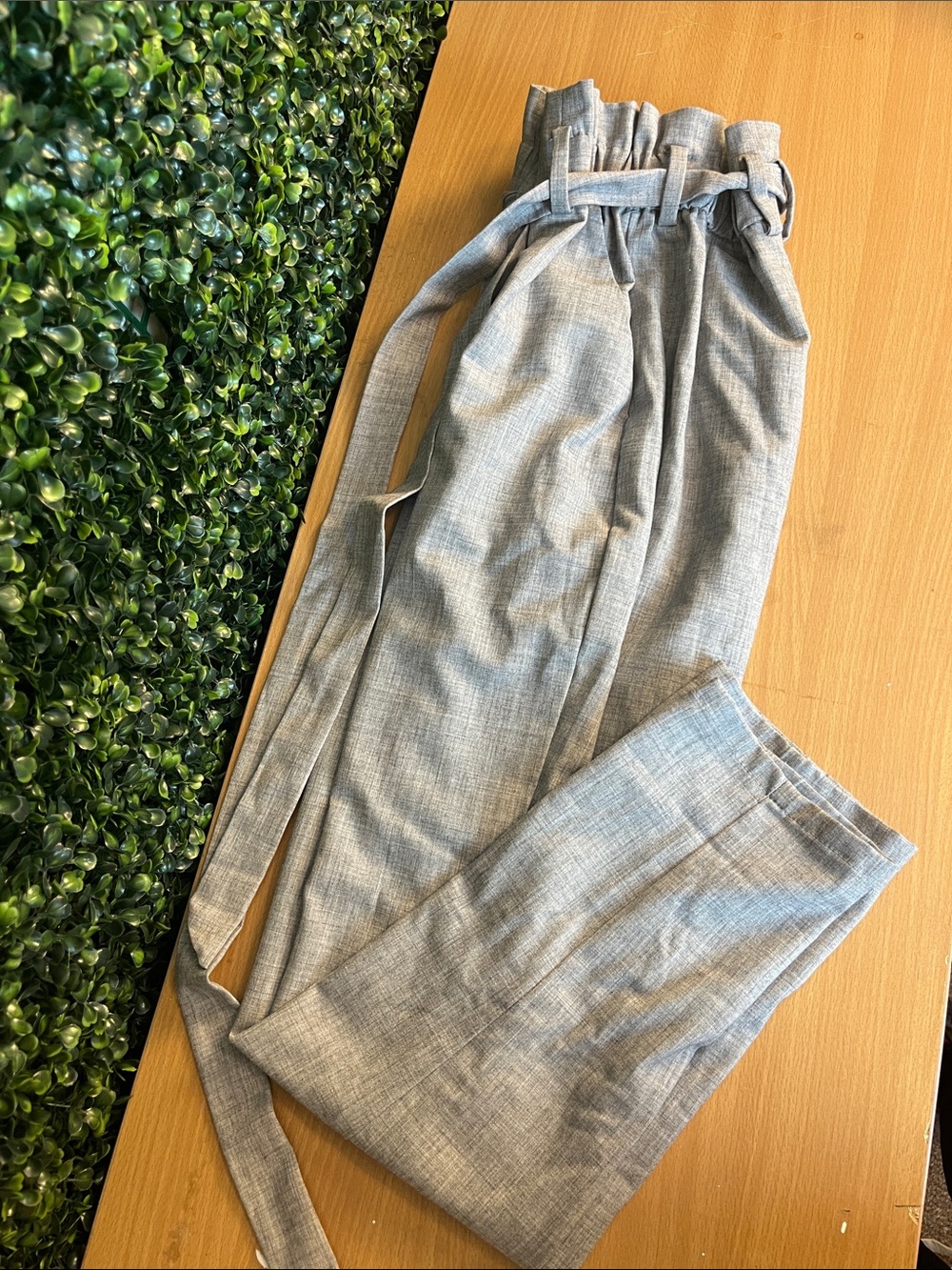 Gray Paperbag Waist Women’s Trousers
